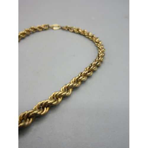 38 - 9ct yellow gold rope twist necklace, stamped 375, 10.5g