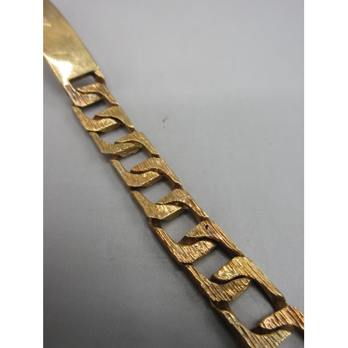 47 - 9ct yellow gold identity bracelet engraved 'Tony', the bracelet with textured detail, stamped 375, 3... 