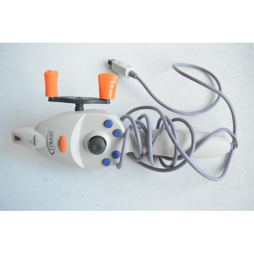 337 - Sega Dreamcast games console with one standard controller and a Fission Fishing Controller from Inte... 