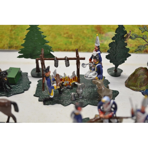 339 - Large collection of very well home painted Heyde Prussian camp scenes and individual metal soldier f... 