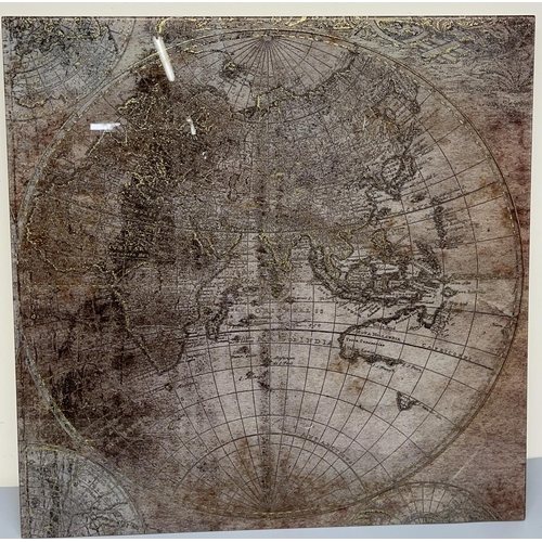 525 - Atlas wall art picture, with glass front, 69.5cm x 69.5cm