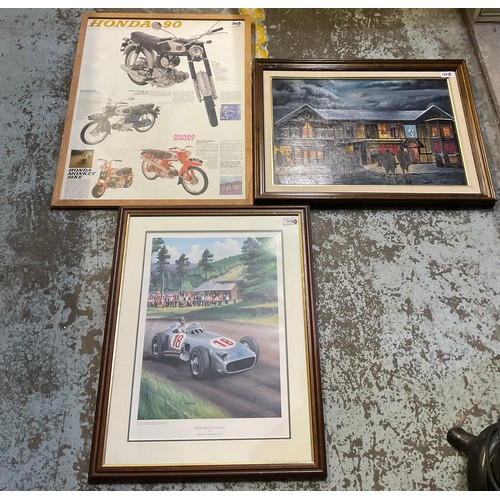 527 - Richard Wheatland - Tribute to Fangio, signed limited edition print 79/500, 45.5cm x 32cm; L.W. Bate... 