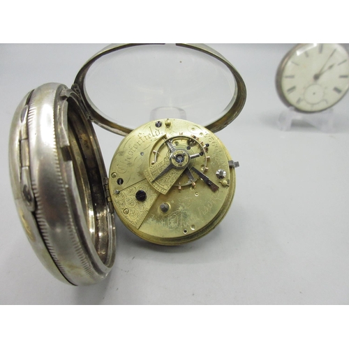 155 - Thompson, Chesterfield, silver key wound pocket watch, signed white enamel Roman dial with subsidiar... 