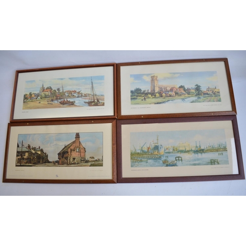 528 - Four railway carriage prints to include Maldon, Essex and Blythburgh near Halesworth Suffolk by Henr... 