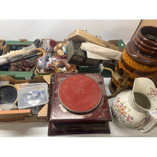 696 - Various collectables incl. magic lantern slides, two large West German pottery vases, Caithness pape... 