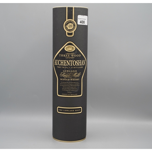 400 - Auchentoshan Three Wood Lowland Single Malt whisky, 43% ABV / 70cl, with cardboard tube