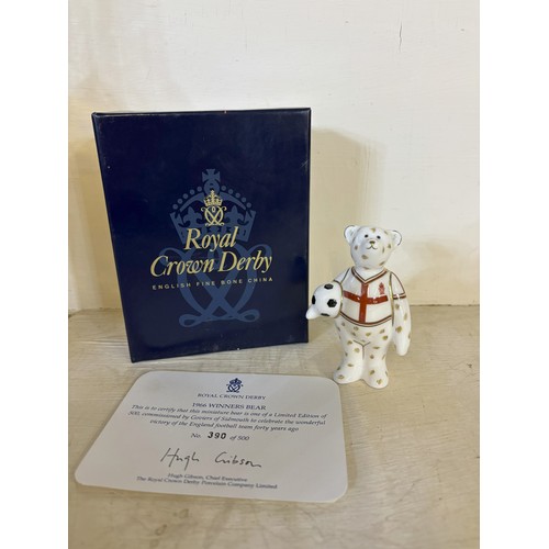 652 - Royal Crown Derby '1966 Winners Bear', limited edition of 500, with box and certificate, H9cm; assor... 