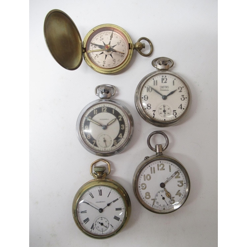 157 - Smiths Venture plated keyless pocket watch, signed white Arabic dial with subsidiary seconds, pin pa... 