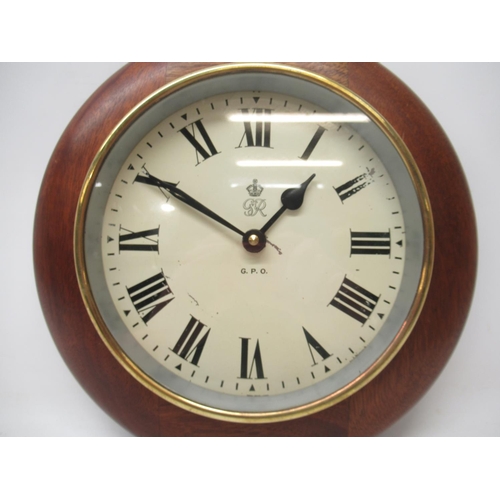 769 - George VI G.P.O. mahogany wall clock, 7 1/2