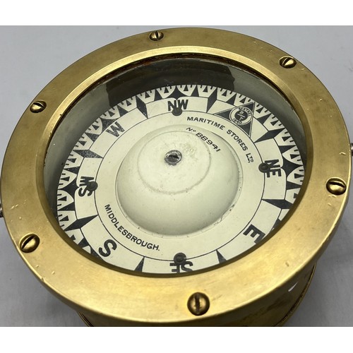 388 - Small boat compass, by Maritime Stories Ltd. No. BB941, Middlesbrough, H13.5cm