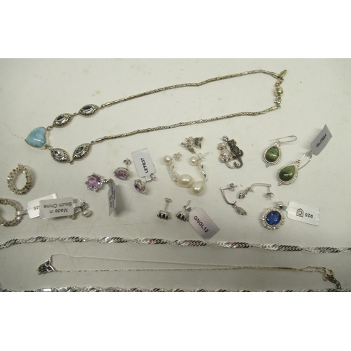 162 - Collection of mostly Gemporia silver jewellery including a pale purple stone pendant and matching ea... 