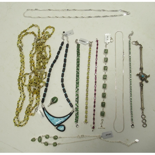 164 - Collection of mostly Gemporia silver jewellery including a diopside floral cluster bracelet, a silve... 