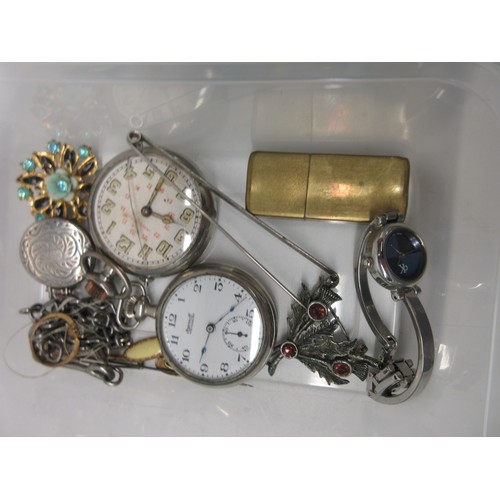 22 - Collection of stopwatches, watches and costume jewellery, including beaded necklaces, vintage brooch... 