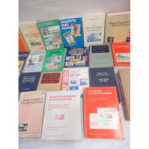 791 - Mixed collection of Stamp and Postmark related reference books and catalogues to inc. 1 empty stamp ... 