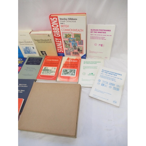 791 - Mixed collection of Stamp and Postmark related reference books and catalogues to inc. 1 empty stamp ... 