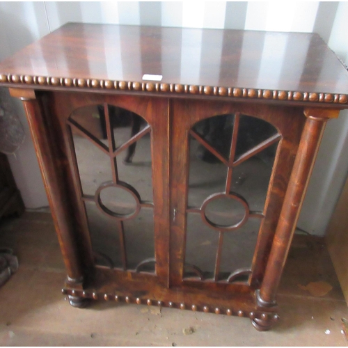 540 - Victorian rosewood side cabinet, two adjustable shelves and glazed doors on turned feet, W7cm D48cm ... 