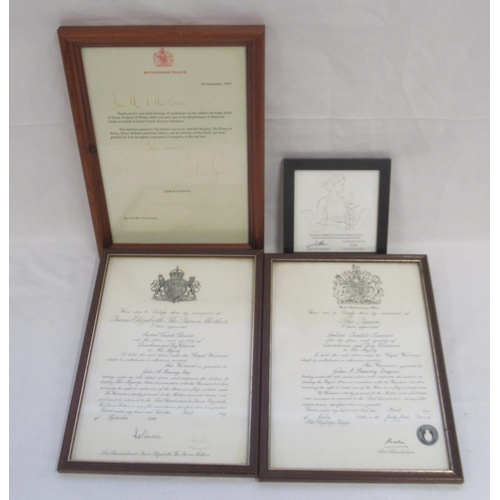 801 - Framed Signed letter from Simon Grimson at Buckingham Palace thanking vendor for letter of condolenc... 