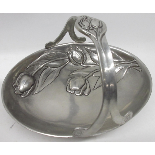 354 - Art Nouveau style pewter basket with tulip design, L26cm and a collection of Midwinter Stylecraft St... 