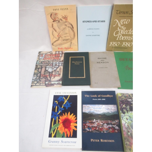 832 - Collection of Signed poetry books by Tony Flynn, Anne Stevenson, Peter Robinson, Louis Simpson, etc.... 