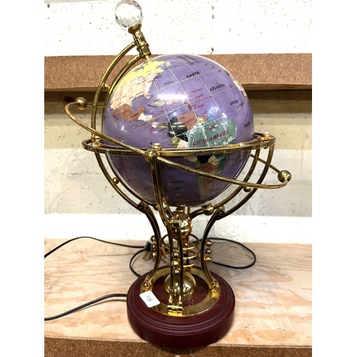 538 - Gemstone illuminating Globe on ornate brass pinnacle with crystal ball finial