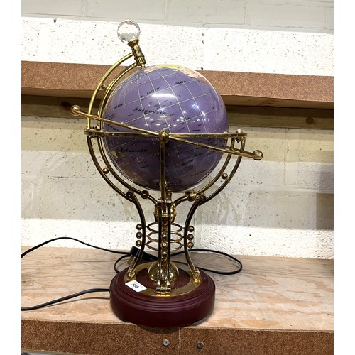 538 - Gemstone illuminating Globe on ornate brass pinnacle with crystal ball finial