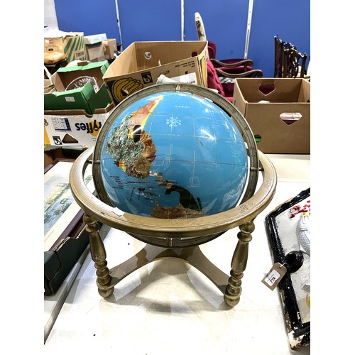 539 - Jewelled Globe with various precious stones on brass stand and pinnacle