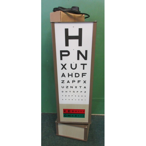 682 - Rotating optometrists eye testing light box manufactured by Gatehouse, H77cm