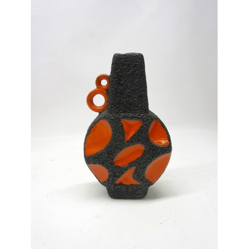 1152 - Roth Keramik lava vase with single handle in orange and volcanic glaze, H20cm; Roth Keramik lava vas... 