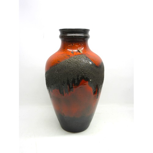 1183 - Carstens floor vase in red glaze with dripping bands of reactive glaze, H50.5cm and another Carstens... 