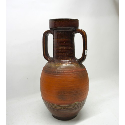 1183 - Carstens floor vase in red glaze with dripping bands of reactive glaze, H50.5cm and another Carstens... 