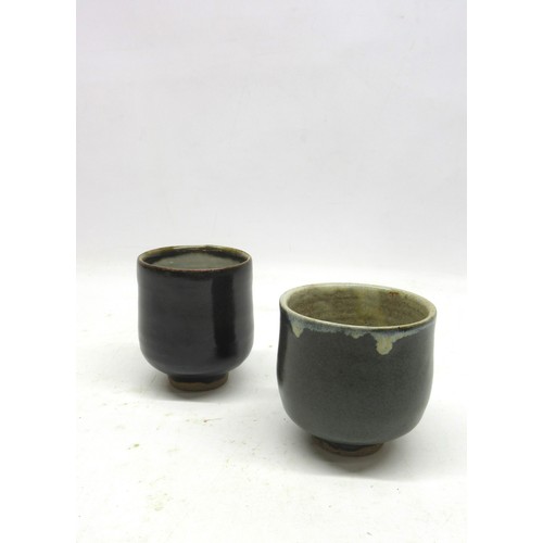 1181 - Two Trevor Corser Leach Pottery studio pottery tea bowls, stamps to base, max. H9.5cm