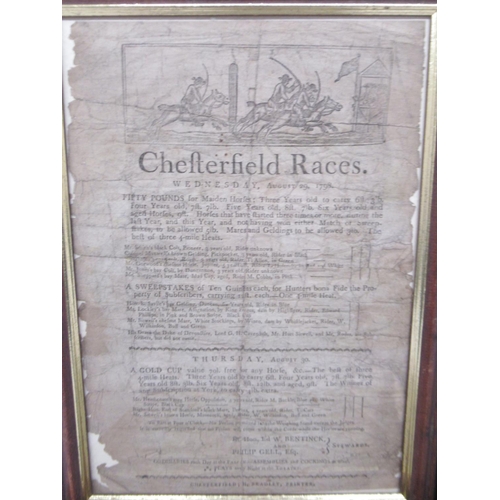 1374 - Four Chesterfield Races c1700 Race posters from August 31 1796, August 29 1798 (x2) & August 28 1799