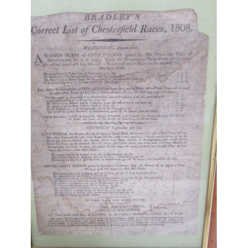 1377 - Two framed Chesterfield Races c1800 race posters from September 2 1801 and August 27 1806, framed Br... 