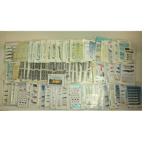 378 - Extensive collection of mostly 1/72 scale aftermarket model aircraft decals, post war/modern era Bri... 