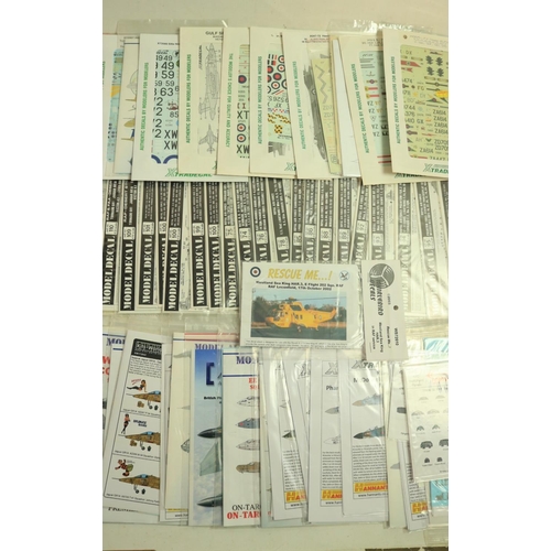 378 - Extensive collection of mostly 1/72 scale aftermarket model aircraft decals, post war/modern era Bri... 