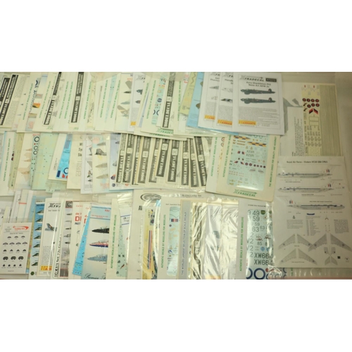 379 - Extensive collection of mostly 1/72 scale aftermarket model aircraft decals, post war/modern era Bri... 