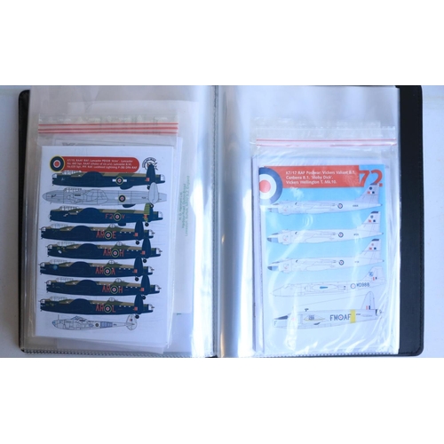 383 - Extensive mixed collection of 1/72 scale model aircraft decals in 3x ring binders including many hig... 