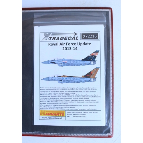 383 - Extensive mixed collection of 1/72 scale model aircraft decals in 3x ring binders including many hig... 