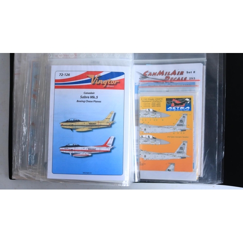 386 - Extensive mixed collection of 1/72 scale model aircraft decals to include Canadian, US, RNZAF, Irish... 