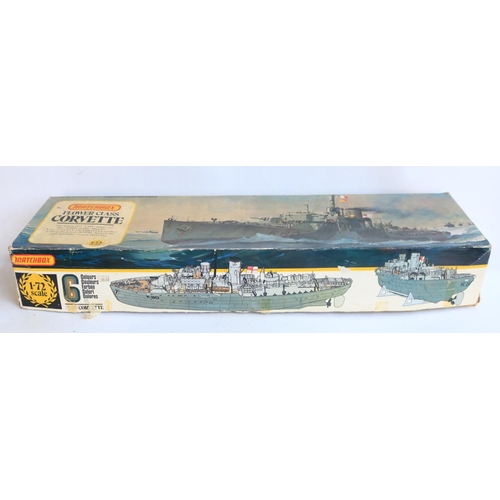 387 - Matchbox 1/72 scale Flower Class Corvette plastic model kit (please note main hull front and rear ha... 