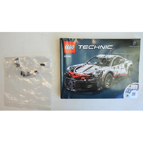 421 - Lego Technic 42096 Porsche 911 RSR, model built up and appears complete, with instruction manual, sp... 