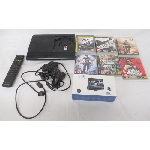 598 - Playstation 2 console, with 2 controllers, Dance Performance Mat, 3 Microphones, 6 PS1 games and 20 ... 