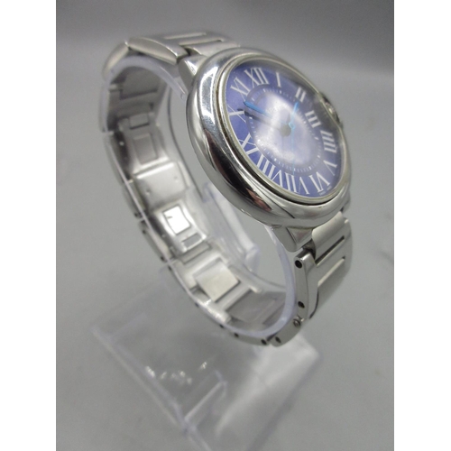 1046 - Cartier Ballon Bleu stainless steel automatic wristwatch with date, H link bracelet no. CEPD/6H with... 