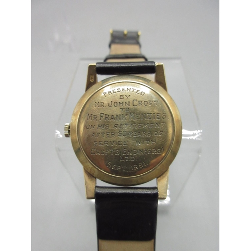 1054 - Longines 9ct gold automatic wristwatch, signed silvered dial with applied Arabic and baton indices a... 