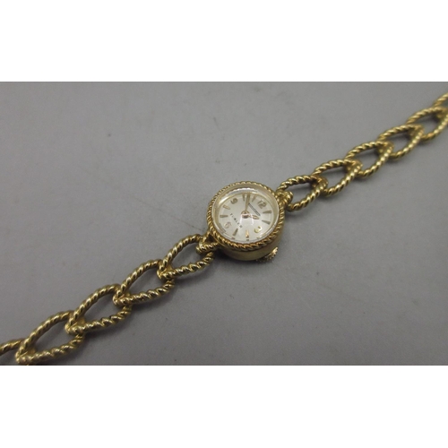 1045 - Jaeger Le-Coultre Turler ladies 18ct gold wristwatch on integrated rope twist bracelet, stamped and ... 