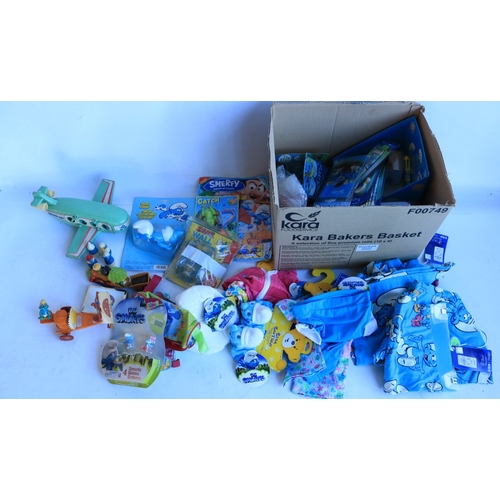 523 - Smurf collection to include soft toys, activity books, figures (including diecast Ertl), cardboard c... 