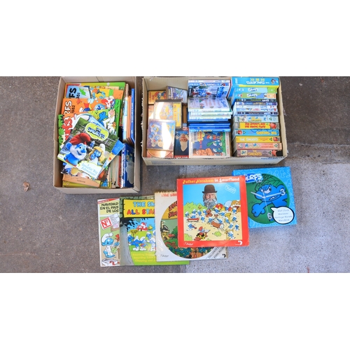 523 - Smurf collection to include soft toys, activity books, figures (including diecast Ertl), cardboard c... 