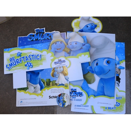 523 - Smurf collection to include soft toys, activity books, figures (including diecast Ertl), cardboard c... 