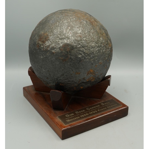 1367 - Large shipwreck cannon ball, approx 6.5