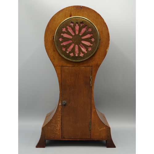 1400 - Early 20th century French mahogany balloon mantle timepiece, satinwood inlaid case with boxwood and ... 